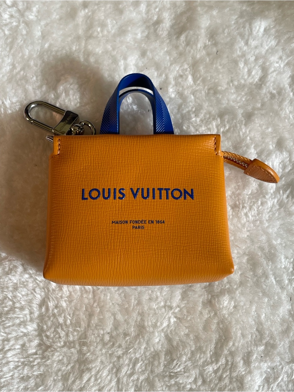Louis Vuitton Mini Shopper Bag Charm Orange Leather M02699